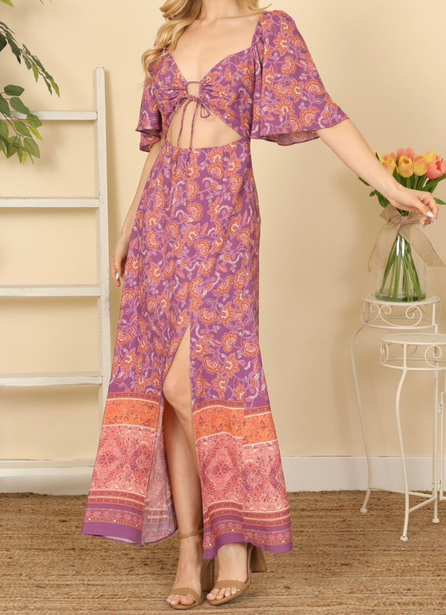 nina cut out flare dress Nina Flared-detail Maxi Dress