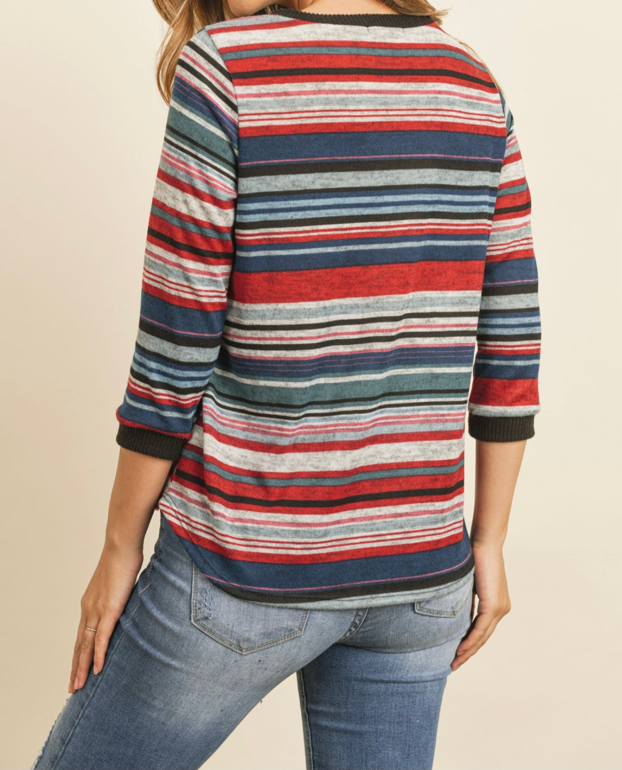Jacob Striped 3/4 Sleeve Top