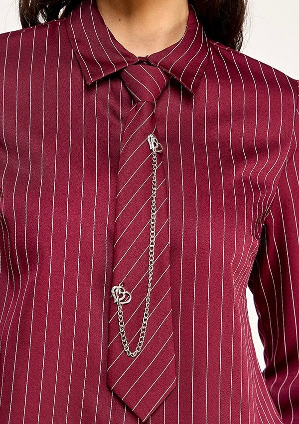 Scarlett Pinstripe Shirt + Tie