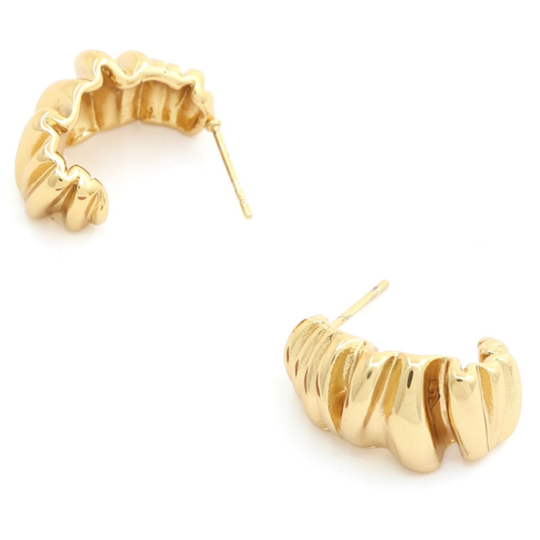 Gold Dipped Crinkle Post Earrings (Multiple Colors Available)