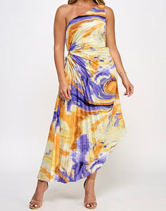 Nina Pleated Asymmetric Dress