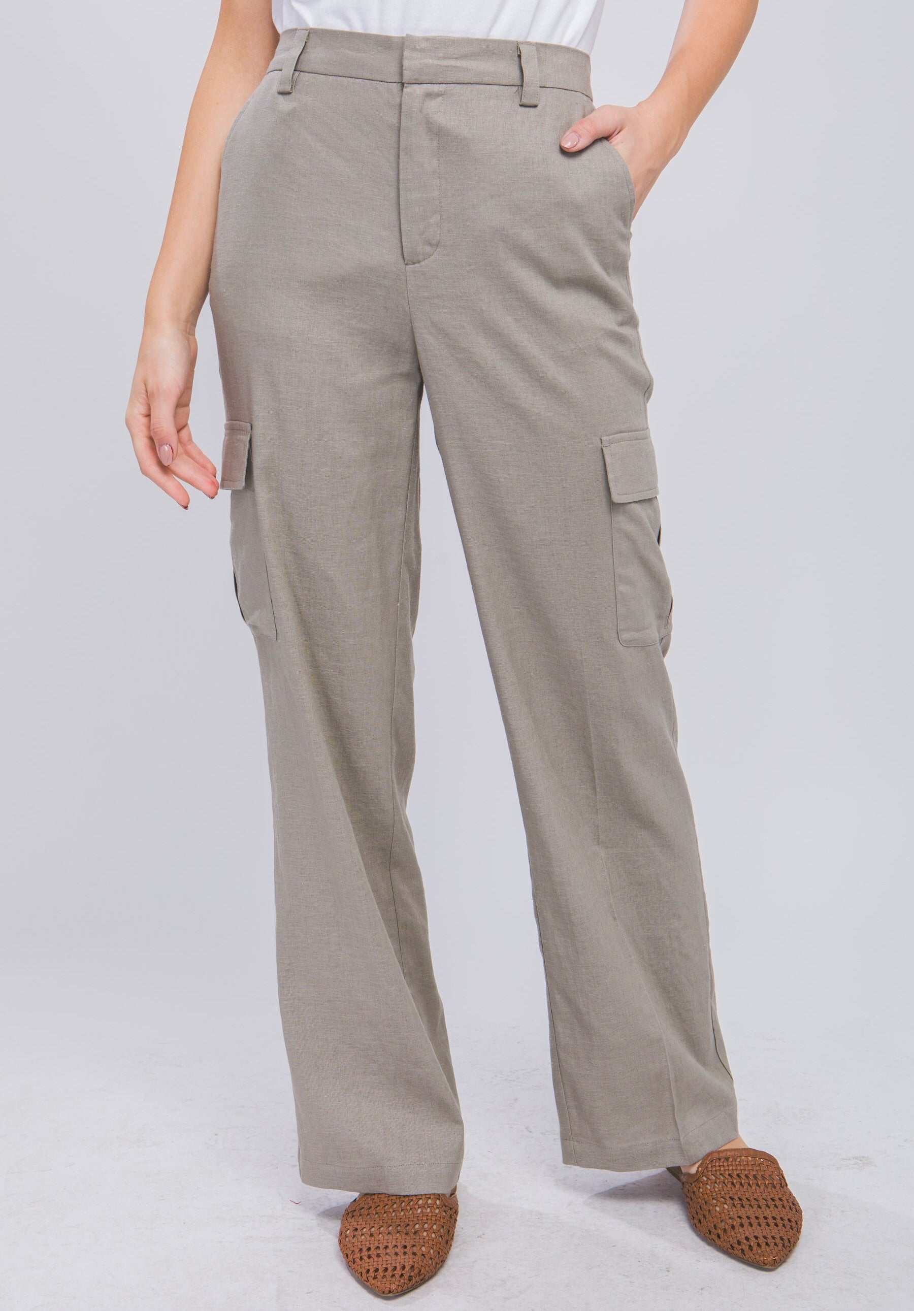 Santi Linen Cargo Pants - Size L