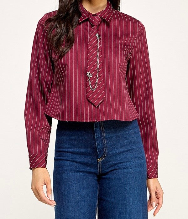 Scarlett Pinstripe Shirt + Tie