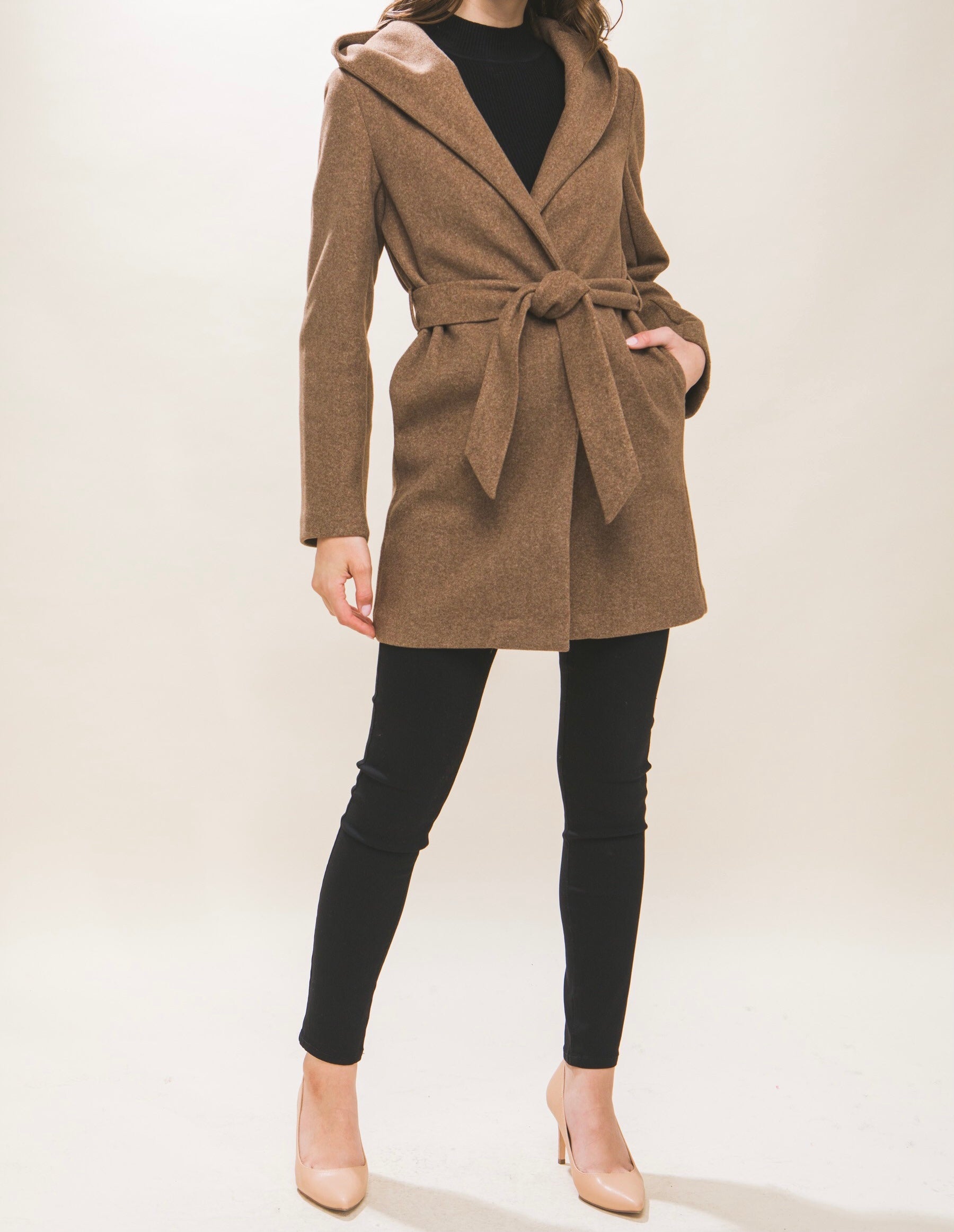 Jay Belted Hoodie Coat - Size L