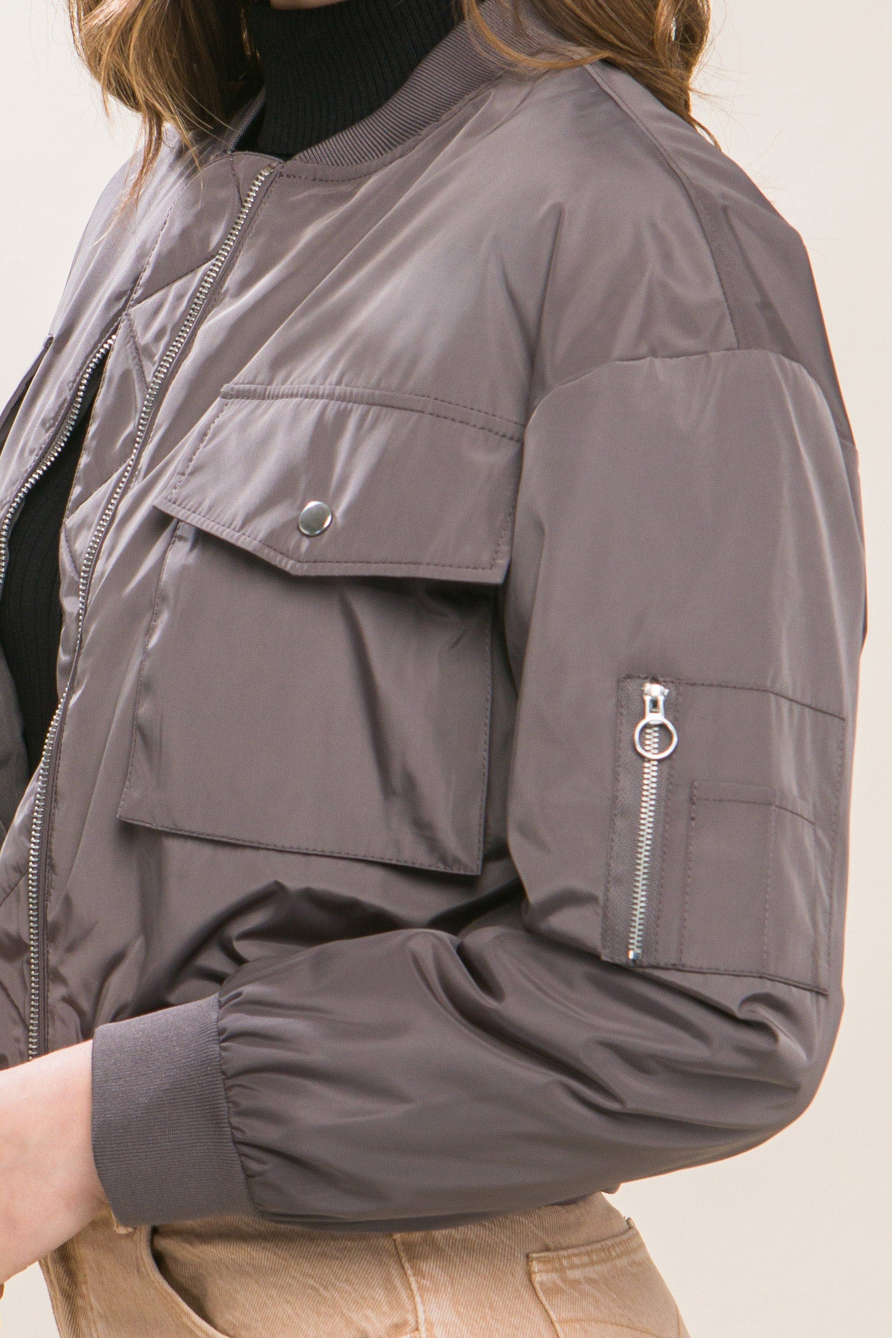 Nate Cropped Bomber Jacket - Size S