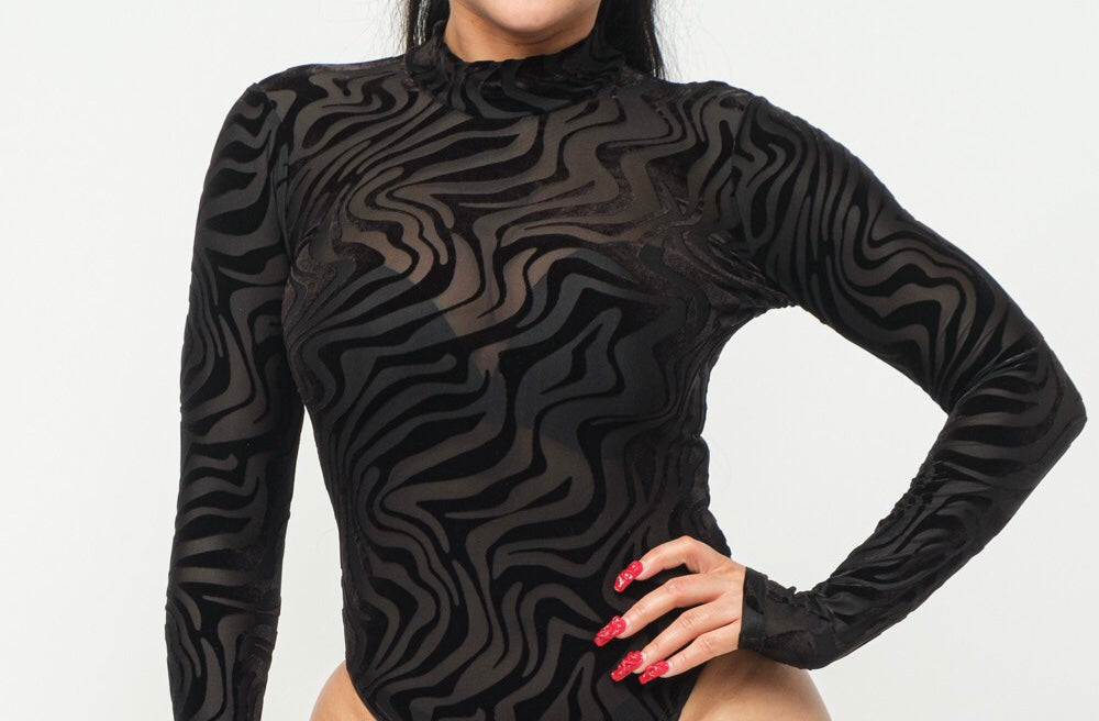 Sarah Printed Mesh Bodysuit