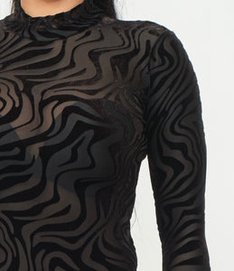 Sarah Printed Mesh Bodysuit