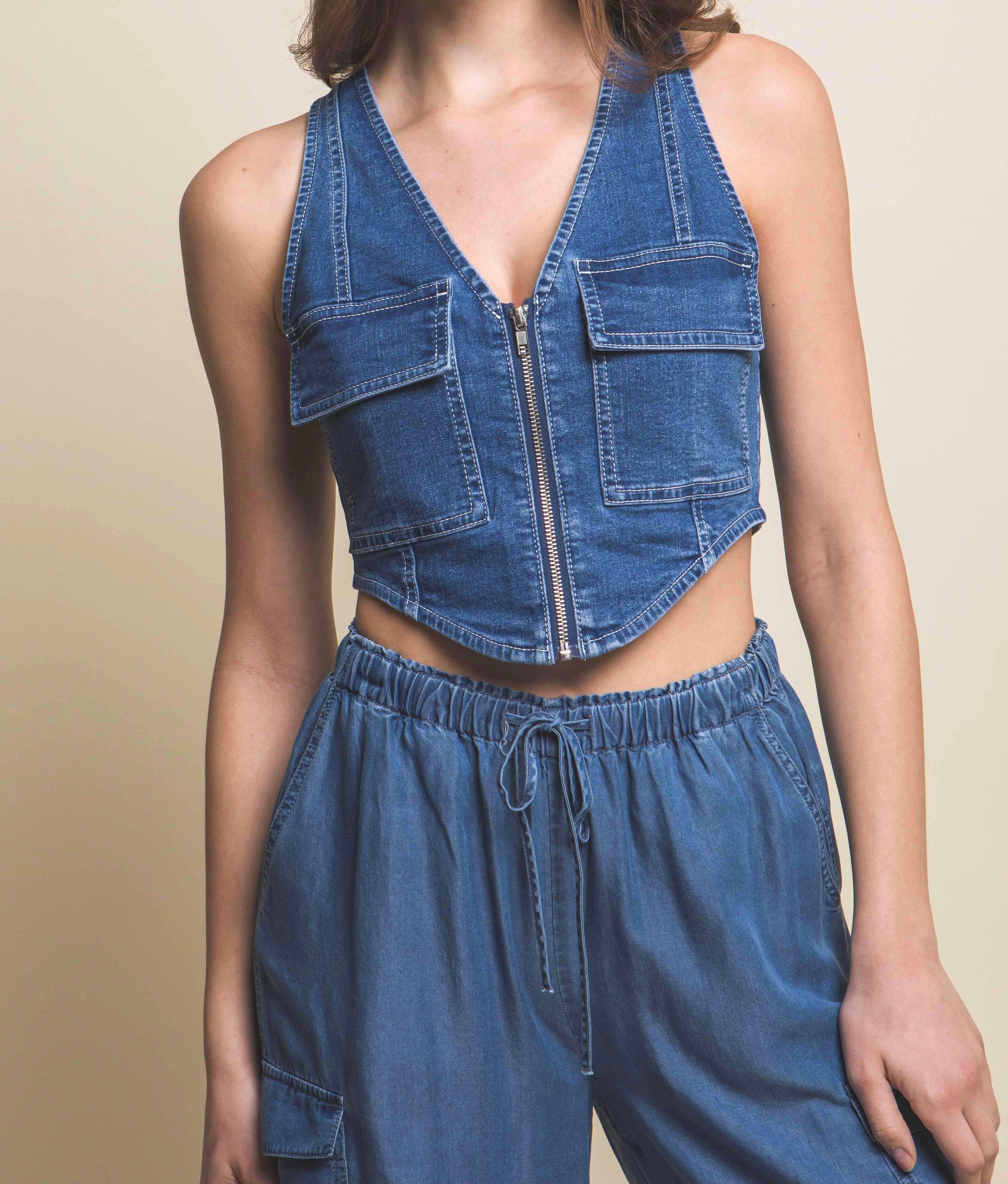Jacob Denim Zipper Vest