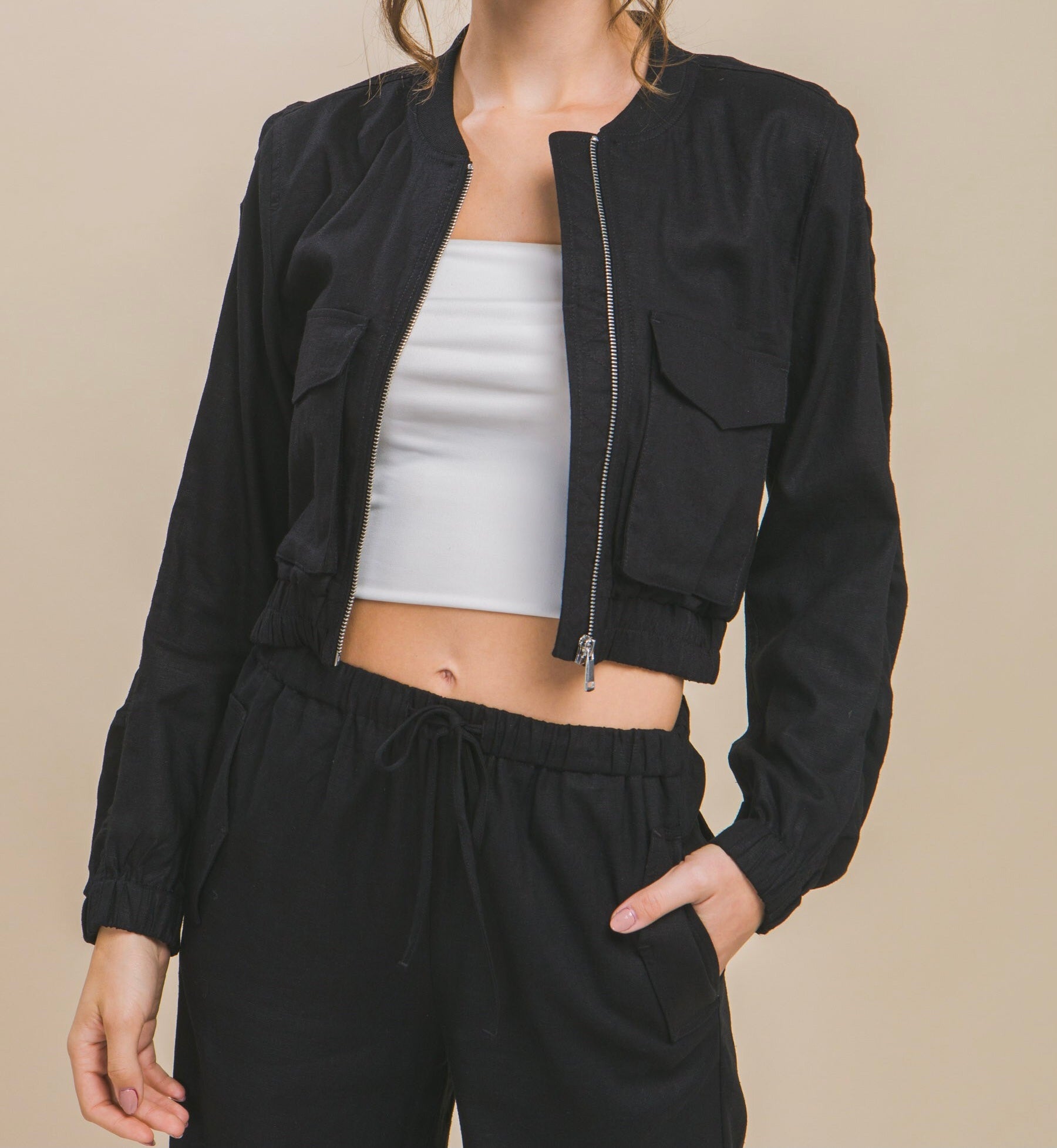 Scarlett Linen Bomber Jacket