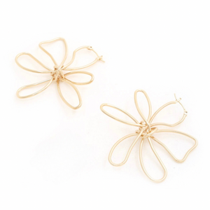 Gold Dipped Wire Flower Earrings (Multiple Colors Available)