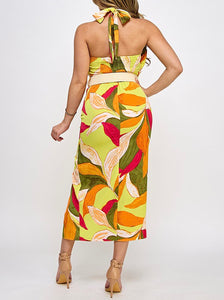 Elvia Printed Halter Dress - Size S