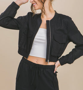 Scarlett Linen Bomber Jacket