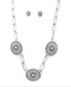 Western Oval Necklace + Earrings Set