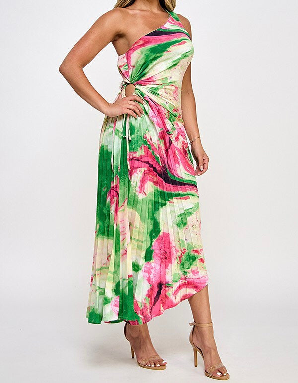 Nina Pleated Asymmetric Dress