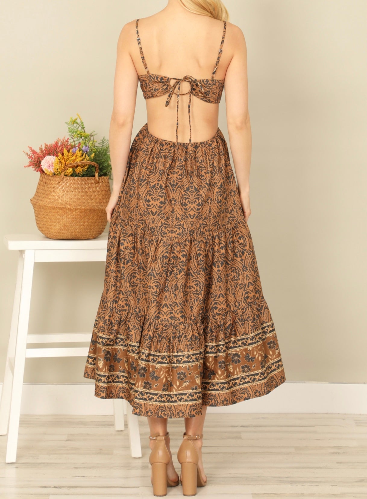 Nate Printed Statement Back Dress