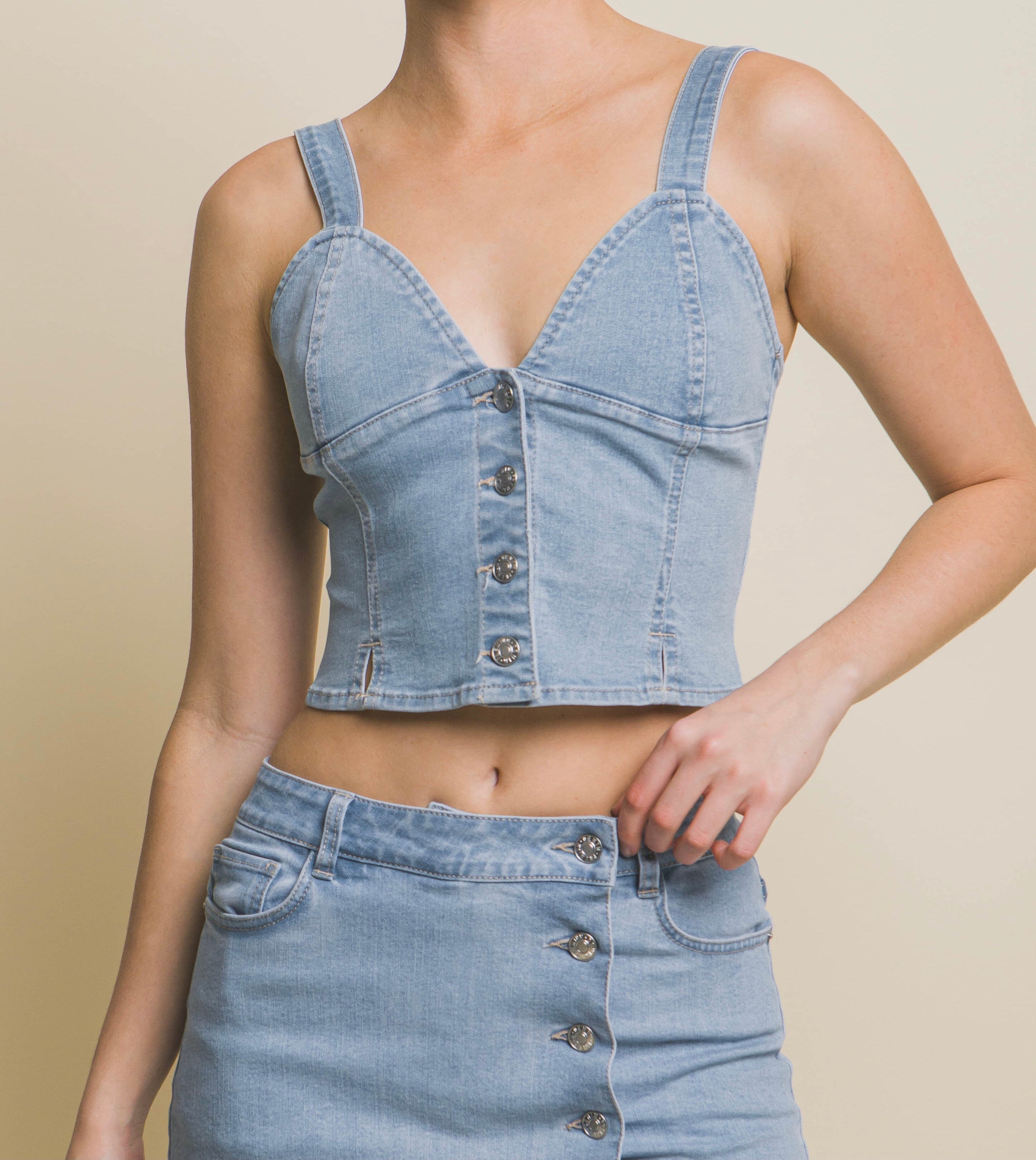 Zully Denim Sweetheart Top