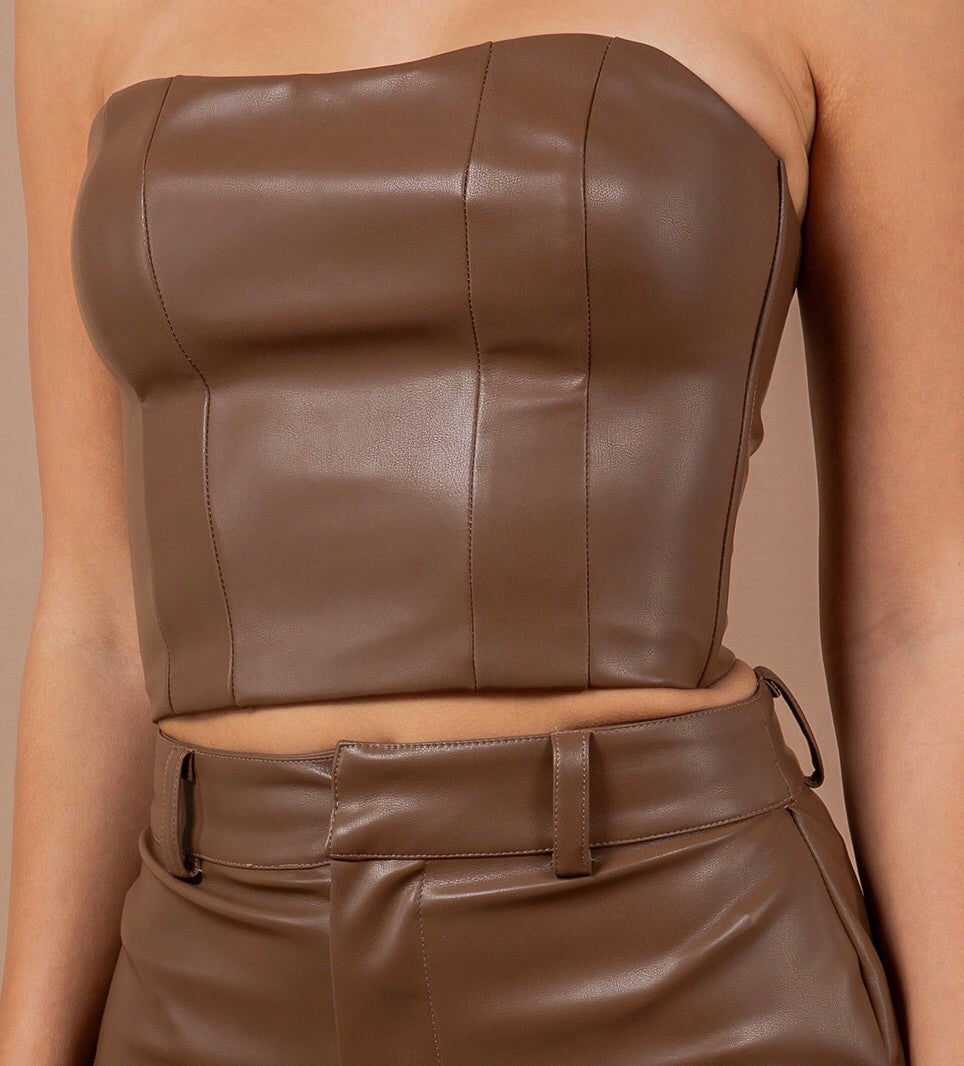 Ari Leatherette Corset Tube Top (Multiple Colors Available)