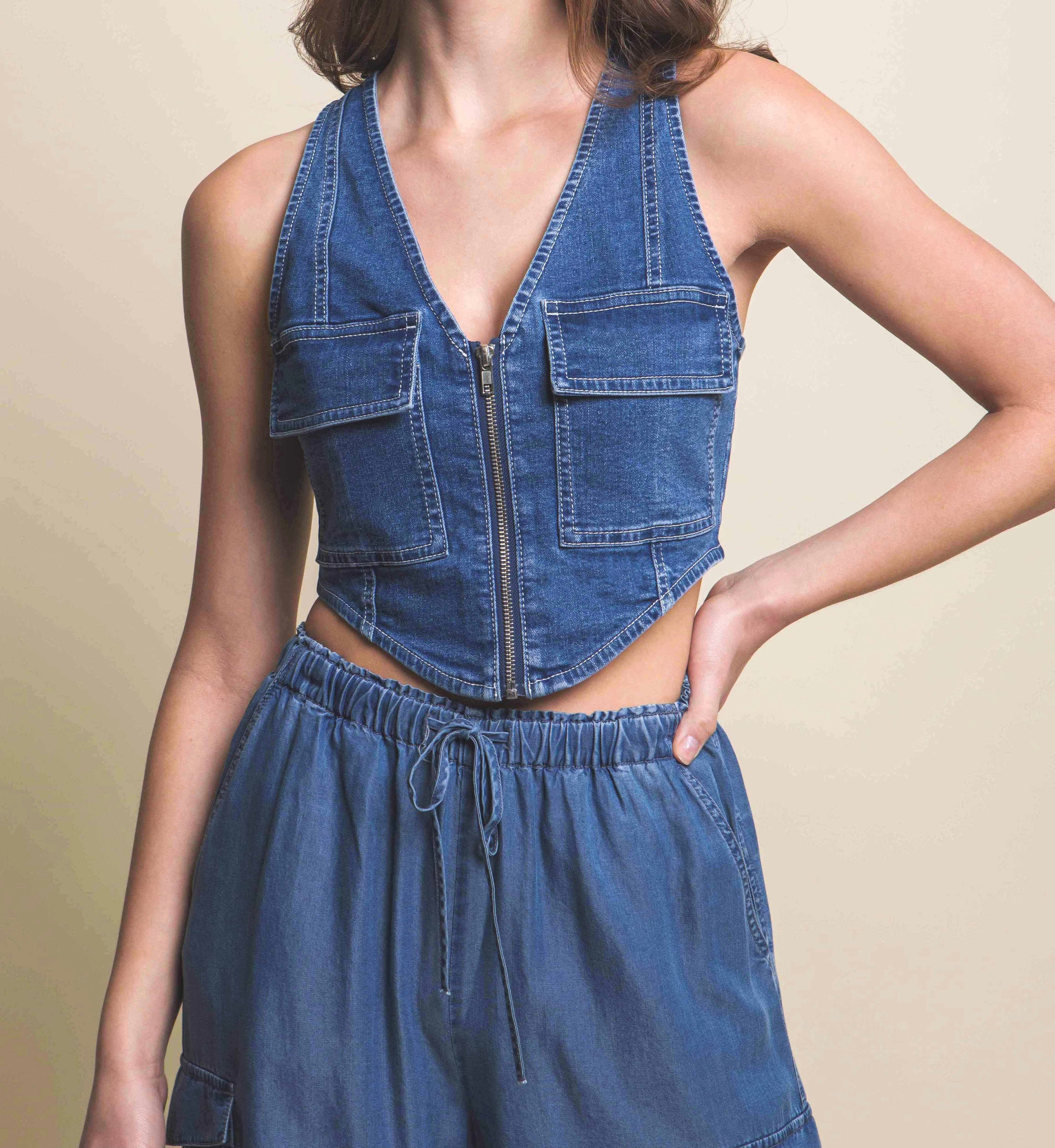 Jacob Denim Zipper Vest