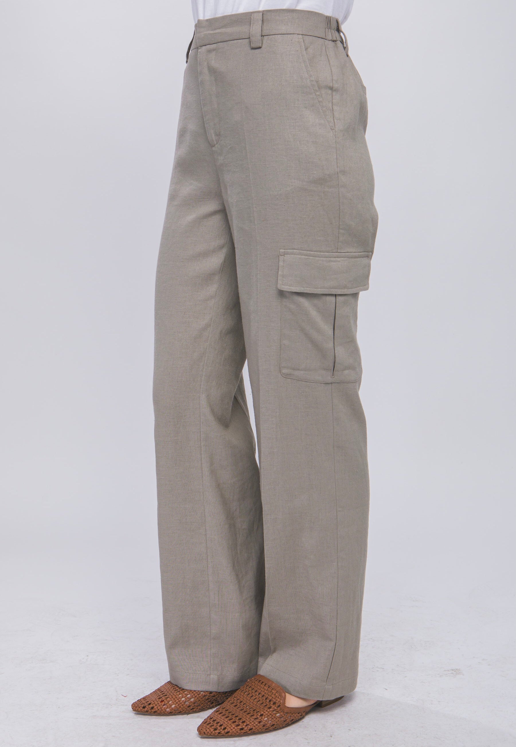 Santi Linen Cargo Pants - Size L