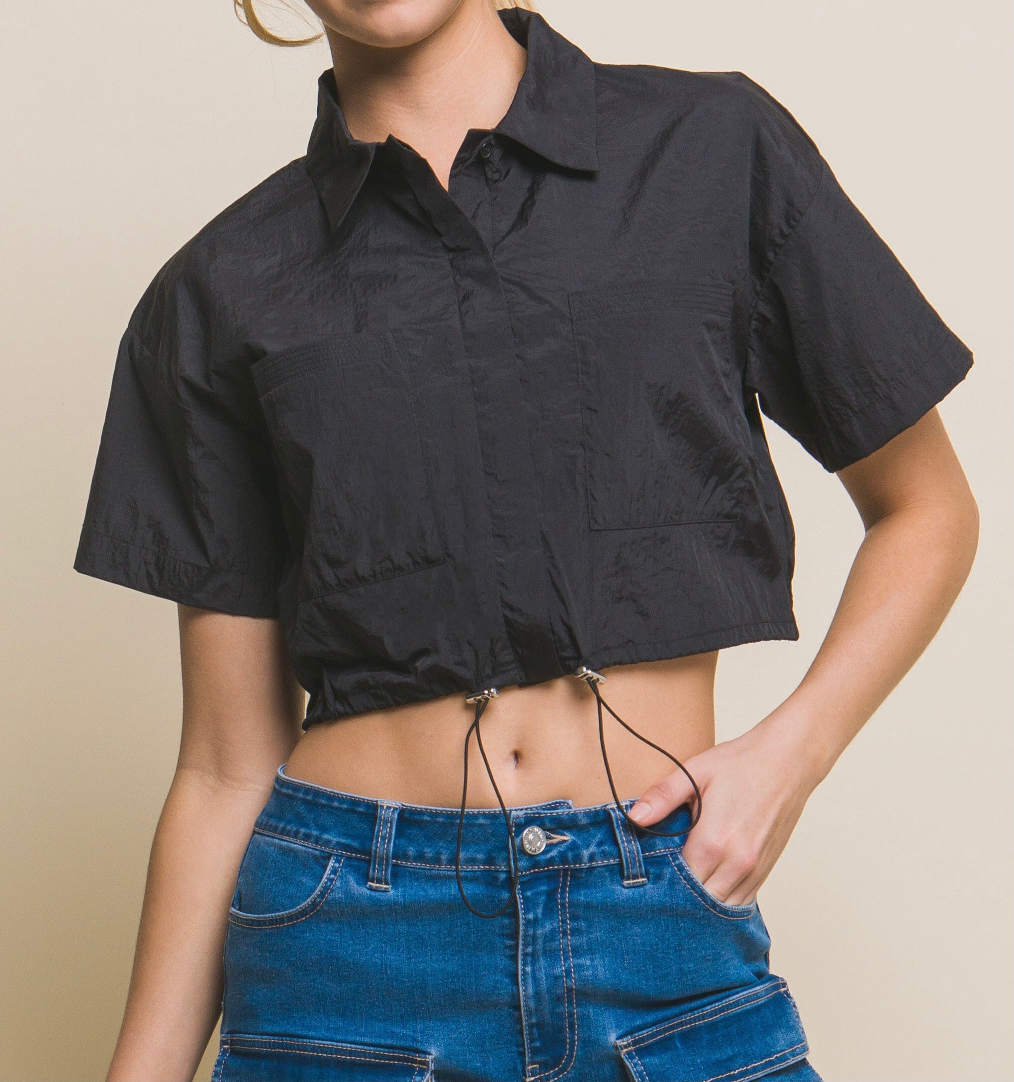 Luna Nylon Crop Shirt