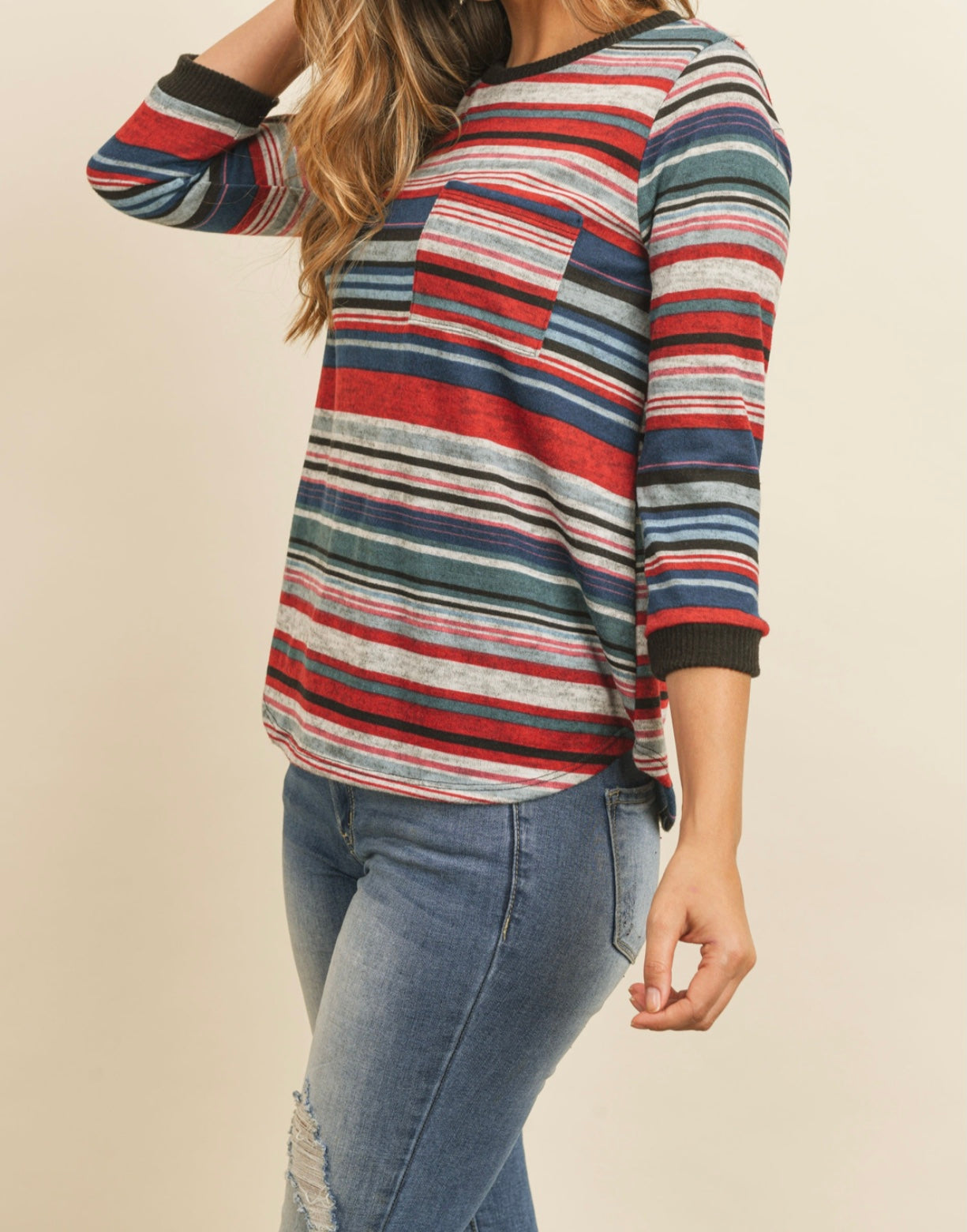 Jacob Striped 3/4 Sleeve Top