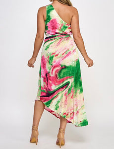 Nina Pleated Asymmetric Dress