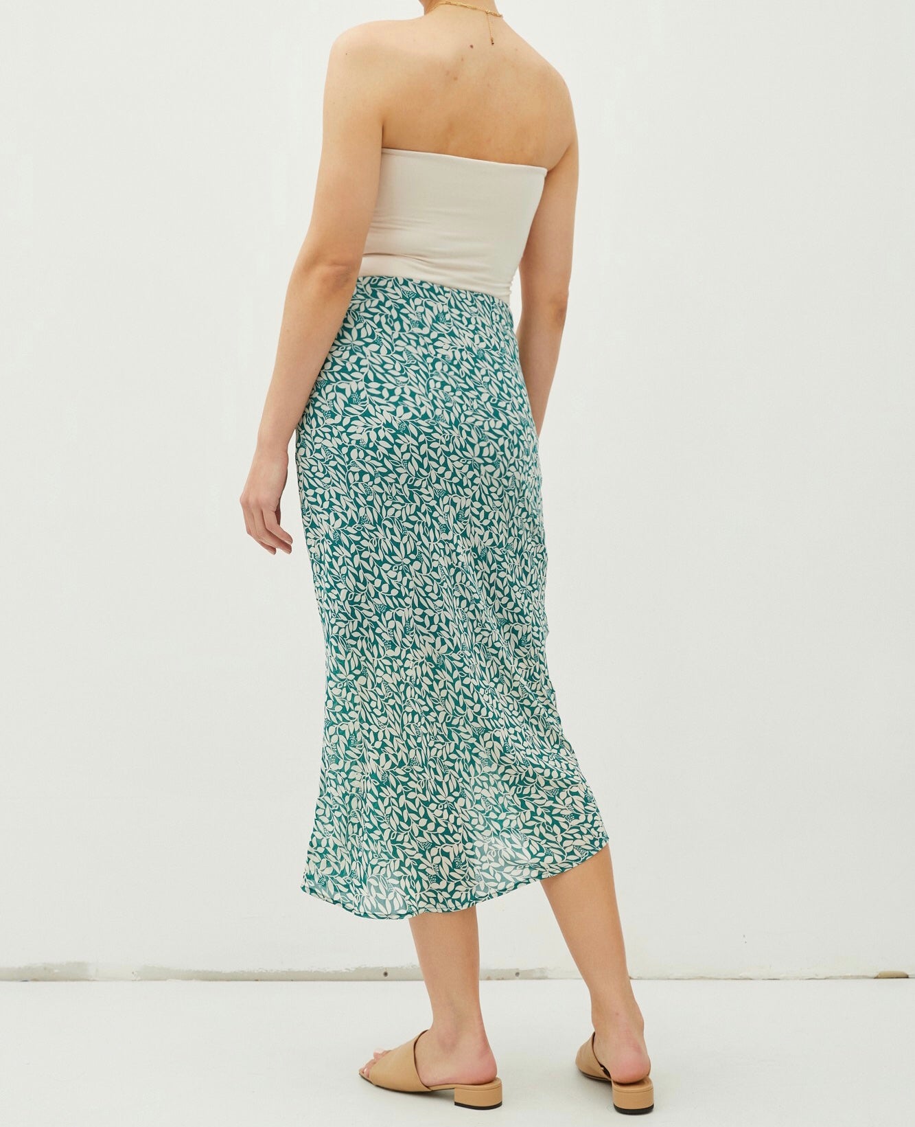 Angie Printed Draped Midi Skirt