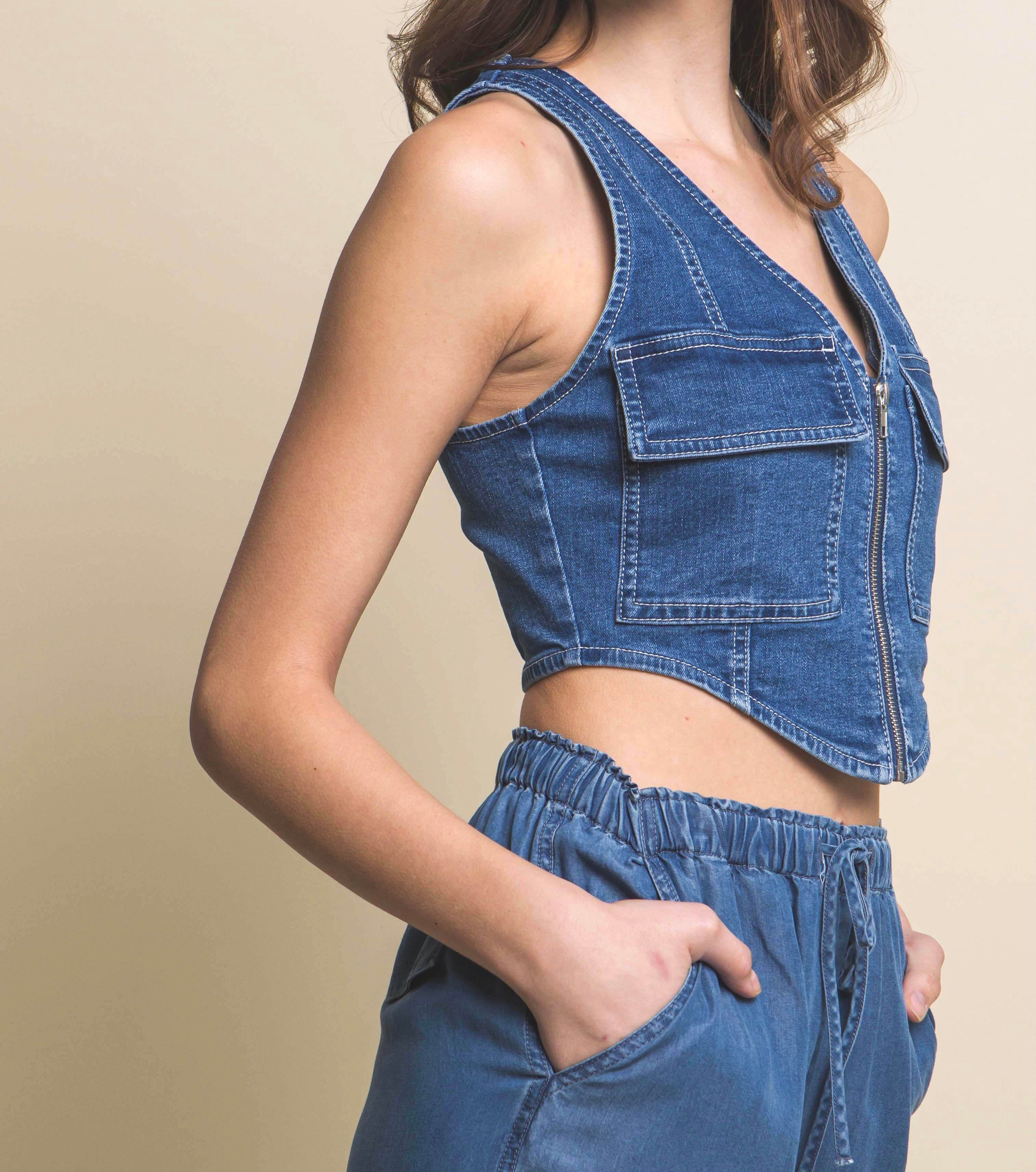 Jacob Denim Zipper Vest