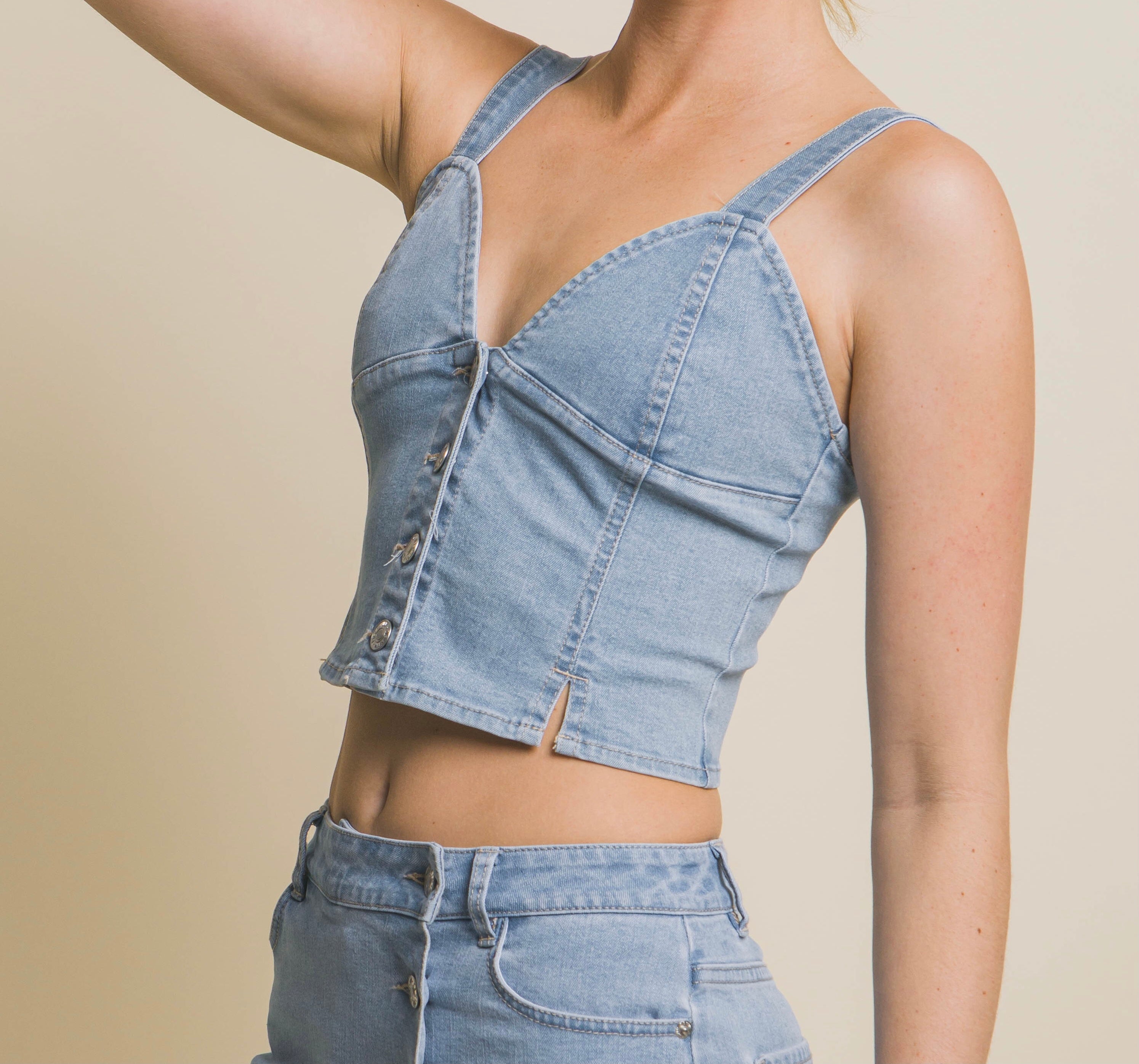 Zully Denim Sweetheart Top