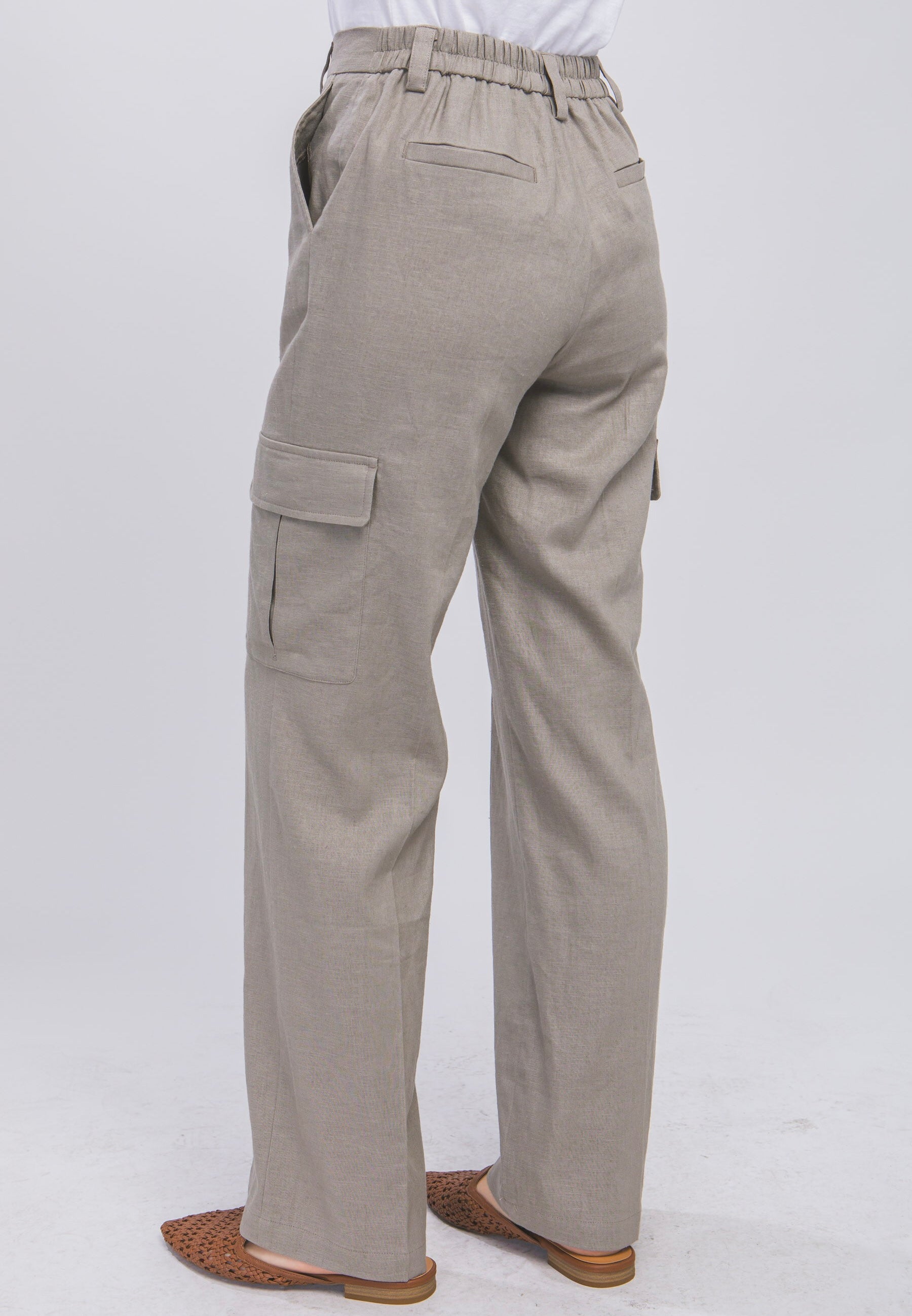 Santi Linen Cargo Pants - Size L