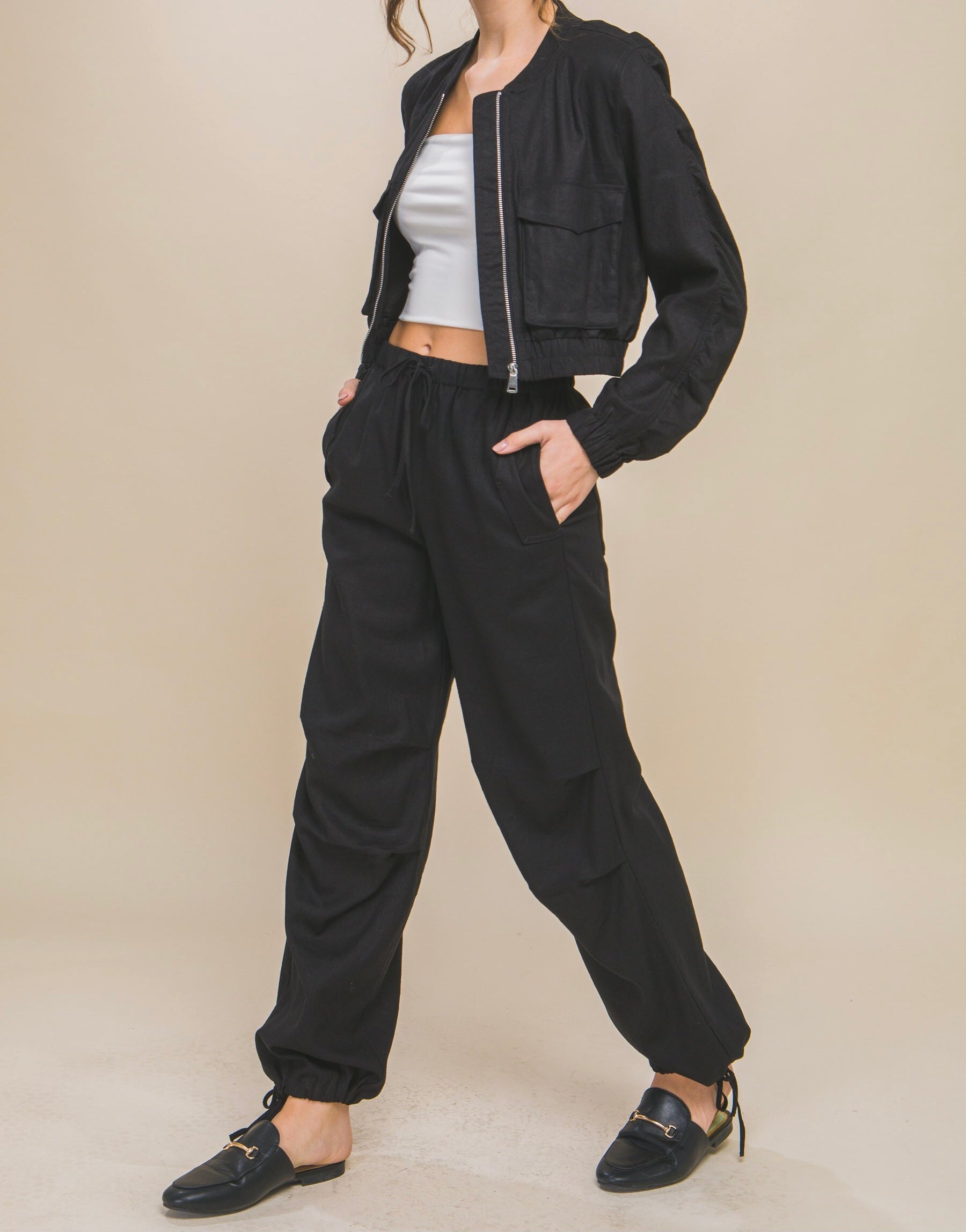 Scarlett Linen Bomber Jacket