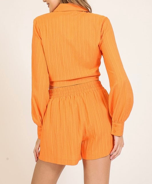 Jaden Textured Front Tie Blouse