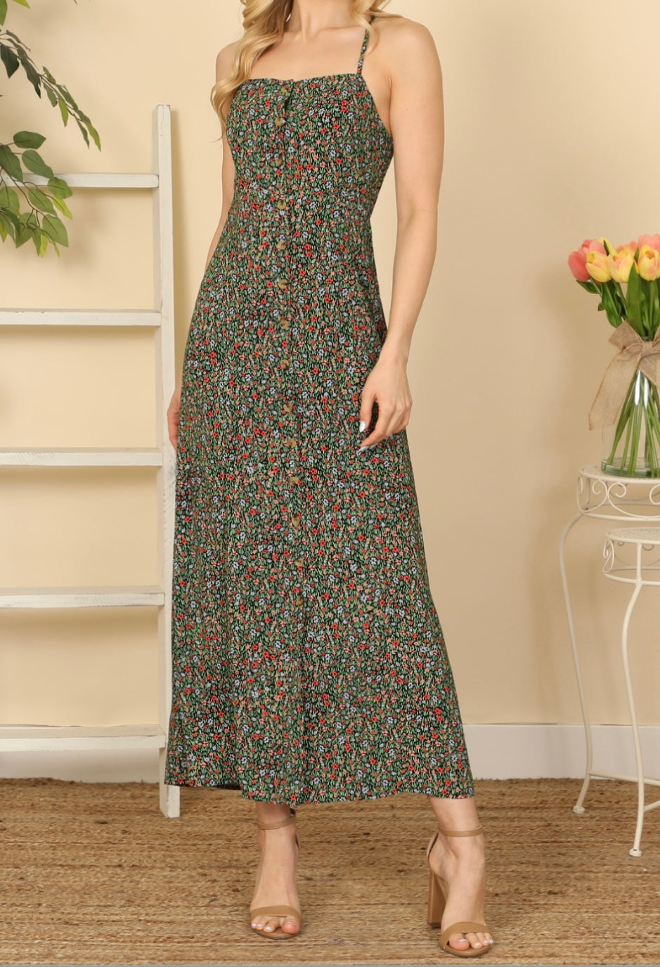 Angelica Open Back Floral Maxi