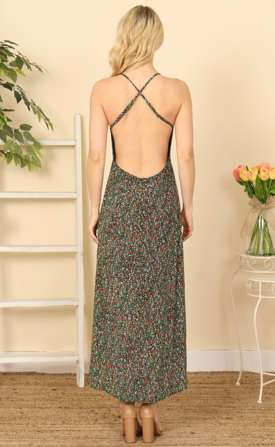 Angelica Open Back Floral Maxi