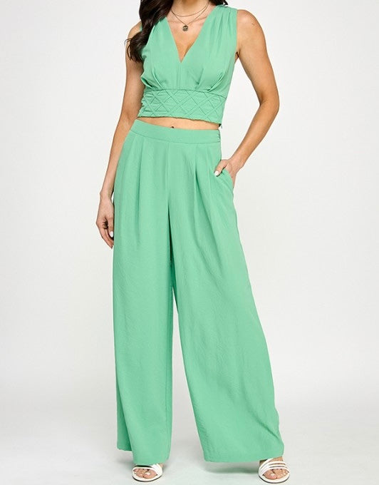Sarah Aqua Pants Set