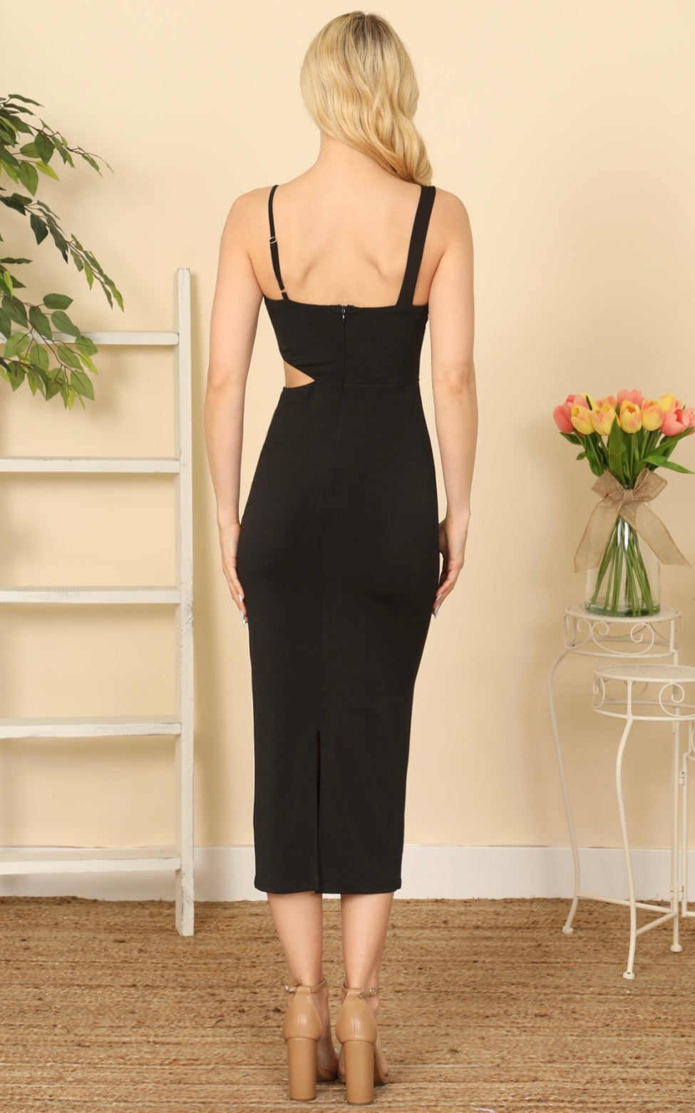 Elvia Side Cut Out Midi Dress