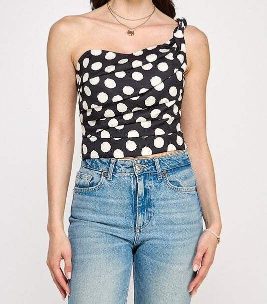 Nate Polka Dot One Shoulder Top
