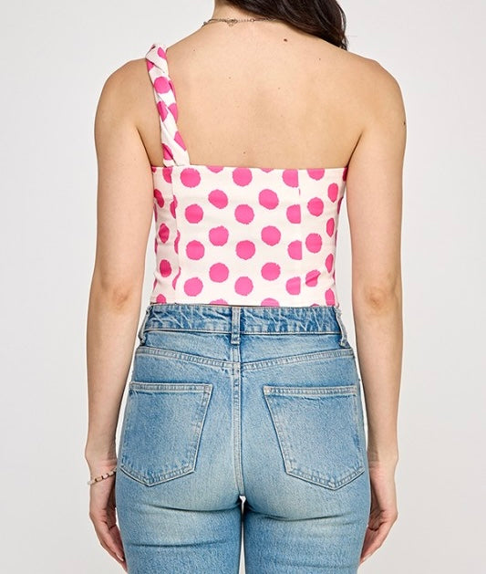 Nate Polka Dot One Shoulder Top