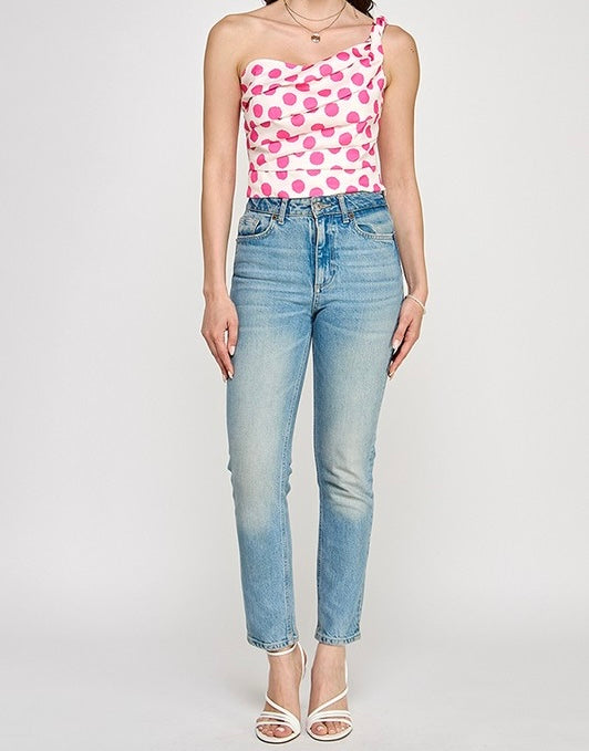 Nate Polka Dot One Shoulder Top