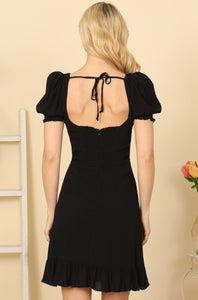 Scarly Puffy Sleeves Short Dress