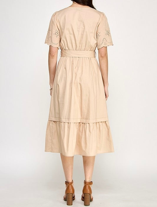 Serenity Eyelet Sleeves Midi Dress