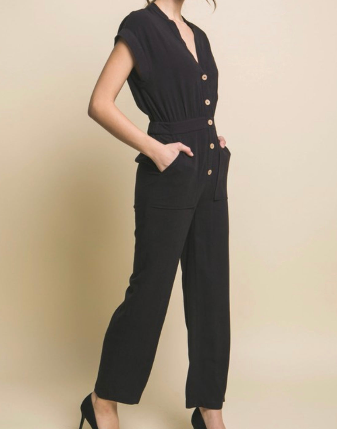Matthew Cap Sleeve Jumpsuit - Size L