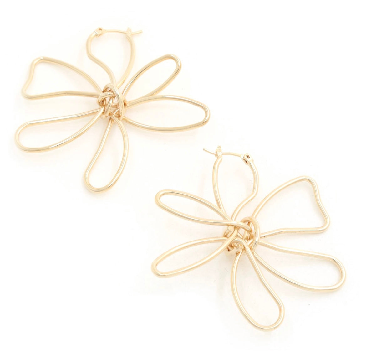 Gold Dipped Wire Flower Earrings (Multiple Colors Available)