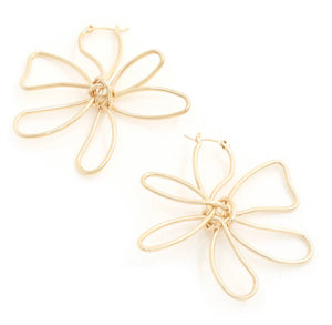 Gold Dipped Wire Flower Earrings (Multiple Colors Available)