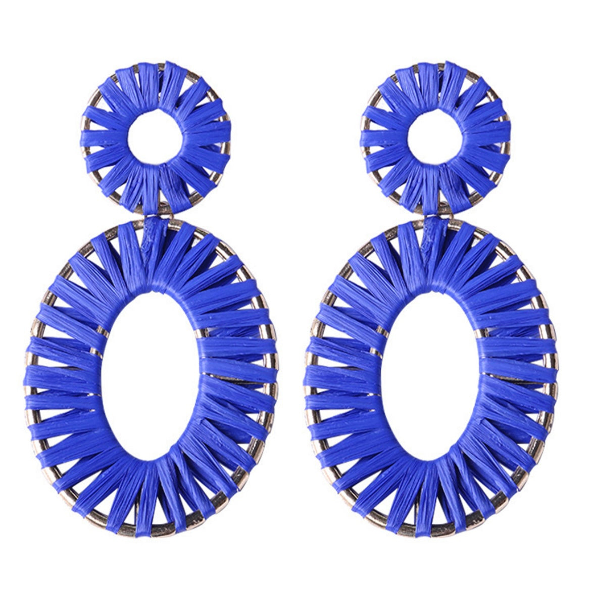 Raffia Open Oval Earrings (Multiple Colors Available)