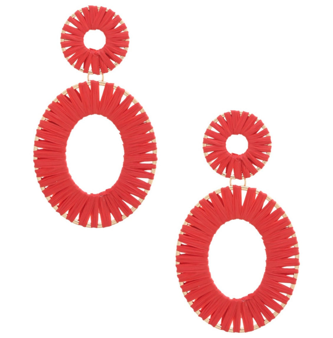 Raffia Open Oval Earrings (Multiple Colors Available)