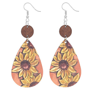 Sunflower Wood Earrings