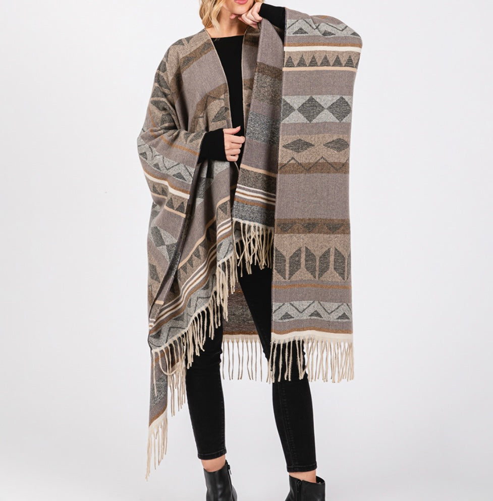 Printed Open Poncho