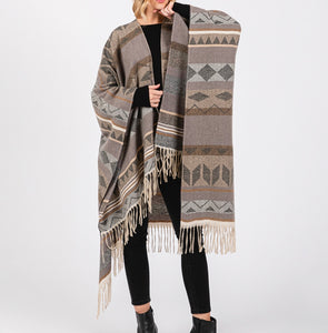 Printed Open Poncho