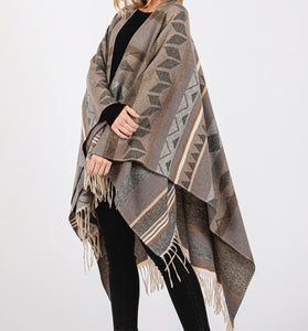 Printed Open Poncho